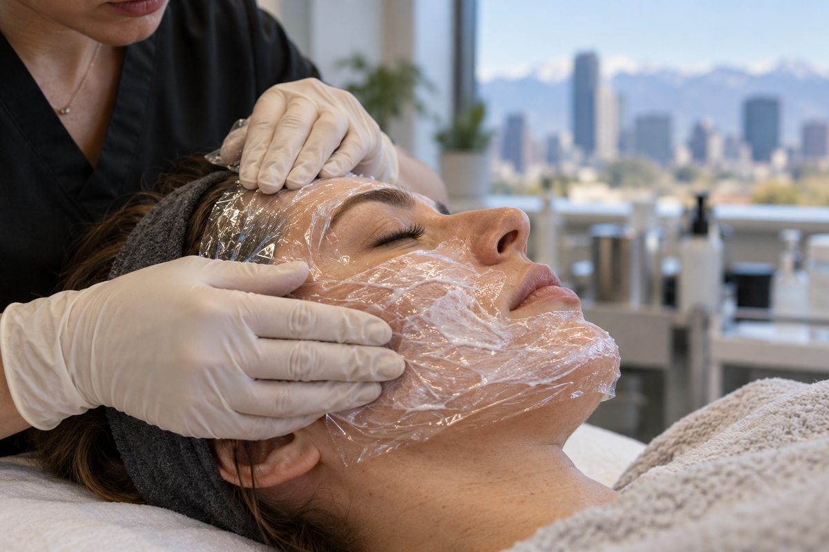 Application of pre-treatment topical numbing cream to maintain client comfort