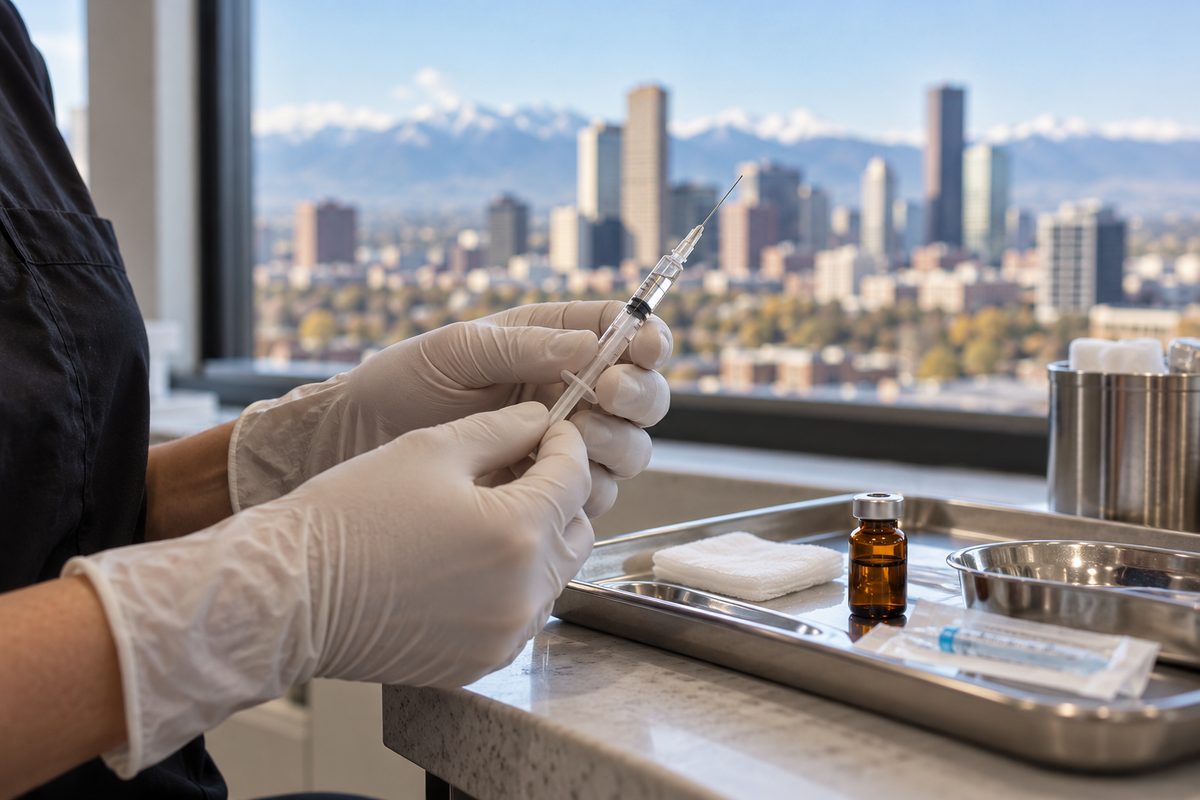 Aesthetic injector preparing an exact unit dosage in a calibrated syringe for cosmetic injection